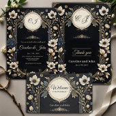 Romantische heldere bloemen op een diepblauwe acht stropdas