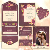 Bourgondische Rozen Boho Fotobruiloft Save the Dat Save The Date