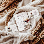 Romantic Burgundy Rose Wine Bridal Shower Bedankkaart