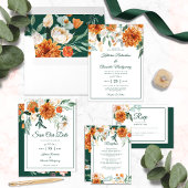 Elegant Script groen Waterverf bloemenbruiloft Programmakaart