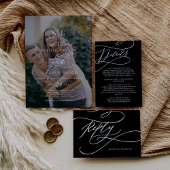 Romantische Calligrafie Foto Overlay De Bruiloft V All In One Uitnodiging