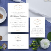 romantische traditionele goudmonogram bruiloft menu