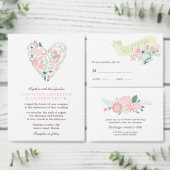 Modern Floral Heart Bruiloft Dank u Opmerkingen Bedankkaart (Personaliseer de collectie van deze zelfstandige maker.)