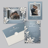 Winter bruiloft foto opslaan van de datum kaart