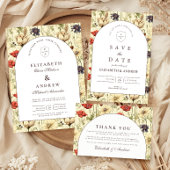 Romantic Fall Floral Wedding Bedankkaart