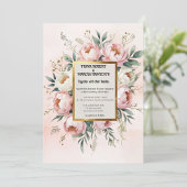 Blush roze pioenen & groen Romantisch Boho RSVP Kaartje