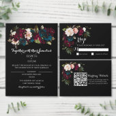 Elegante Minimalistische Zwarte en Bloemige Bruilo Save The Date (Personaliseer de collectie van deze zelfstandige maker.)