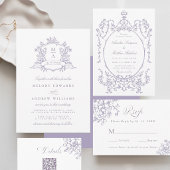 Romantic Lavender Floral Crest Wedding Save The Date