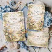 Romantische Tuin Wilde Bloemen Bruiloft Save The Date