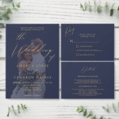 Romantische gouden kalligrafie marine bruiloft Dan Bedankkaart (Personaliseer de collectie van deze zelfstandige maker.)