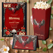 Romantisch gotisch icoon: hart, roos, schedel. poster