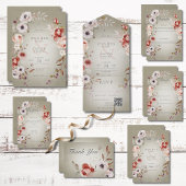 Romantische Rozen Groen Roze Bloemen Bruiloft RSVP Kaartje