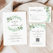 Romantic Eucalyptus Greenery leaves Wedding Save The Date