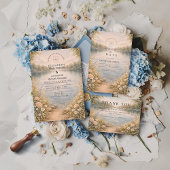 Romantic Lake Wildflower Forest Wedding Kaart