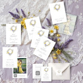 Romantic Minimal Wedding Yellow & Lavender Wreath Save The Date