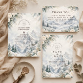 Romantische bergwinterhuwelijk save the date