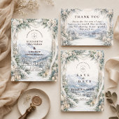 Romantische Buitenwinterhuwelijk Save The Date