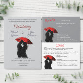 Romantische Parijse rode paraplu liefde silhouet Save The Date (Personaliseer de collectie van deze zelfstandige maker.)