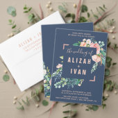 Romantic Peony Flowers | Blauwweddenschap Informatiekaartje (Personaliseer deze collectie van deze onafhankelijke maker. Test)