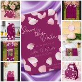Romantische roze bloemblaadjes Save the Date Weddi Kaart