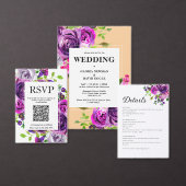 Romantic Purple Floral Wedding Welcome Fotoplaat (Personaliseer de collectie van deze zelfstandige maker.)