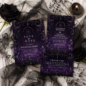 Romantische Paarse Goth Huwelijk Save The Date