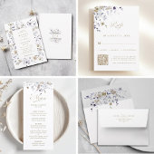 Romantisch paars wit gouden bloem bruiloft menu