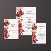 Romantische rode rozen bloemenbruiloft kaart (Personaliseer de collectie van deze zelfstandige maker.)