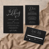 Stylish Modern Script Black And White Wedding RSVP Kaartje (Personaliseer de collectie van deze zelfstandige maker.)