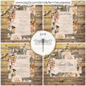  romantische champagne beige & salie bloemen kaart