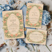 Romantische Vintage Rozen Boog Bruiloft Kaart