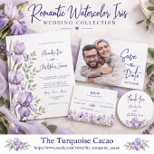 Romantisch Watercolor Iris Tuin Trouwprogramma Programmakaart