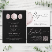 mystieke maan | Elegante zwarte kosmische fotobrui Save The Date (Personaliseer de collectie van deze zelfstandige maker.)