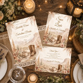 Romantische Westerse Woestijn Bruiloft Save The Date