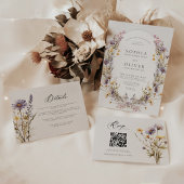 Romantische Wildflower Bloom Bloemen Bruiloft Deta Informatiekaartje