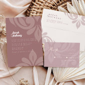 Classic Damask Bord Roze Foto Huwelijk Flat Menu