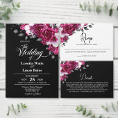 Elegant rood bloemig zwart Vrijgezellenfeest Kaart (Personaliseer de collectie van deze zelfstandige maker.)