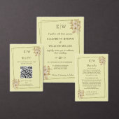 Rose Frame – Monogram Celestial Yellow Wedding Wijn Etiket (Personaliseer de collectie van deze zelfstandige maker.)