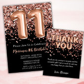 Roos Goud Zwart 11e Verjaardagsfeestje Ronde Button 4,0 Cm