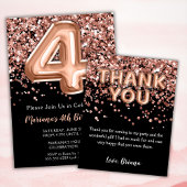 Roos Goud Zwart 4e Verjaardagsfeestje Ronde Button 4,0 Cm