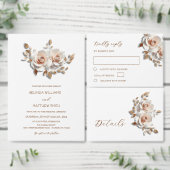 Rose Gold 3D Roses Wedding RSVP Kaartje (Personaliseer de collectie van deze zelfstandige maker.)