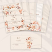 Moderne Blush Mocha Mousse Monogram Bloemen Huweli Ronde Sticker
