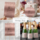 Elegant Roos Gold Glitter 50e verjaardag Uitnodiging Briefkaart