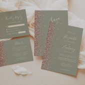 Trouwprogramma met saliegroene rand van roze goude handwaaier