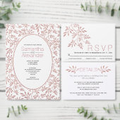 Roos goudglitter verlaat patroon moderne bruiloft kaart (Personaliseer de collectie van deze zelfstandige maker.)