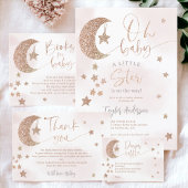 Roos gouden glitter-maansterren wolken luidop informatiekaartje