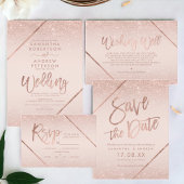 Roos gouden glitter typografie blush roze teken kaart