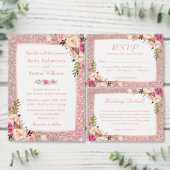 Roos Gold Glitter Blush Pink Floral Weddenschap Me Menu (Personaliseer de collectie van deze zelfstandige maker.)