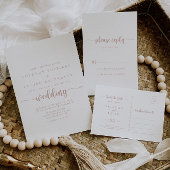 Minimalistisch Roos met kalligrafie Gold Wedding All In One Uitnodiging