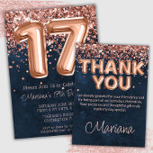 Roos Gold Navy Blue 17e verjaardagsfeestje Kartonnen Onderzetters